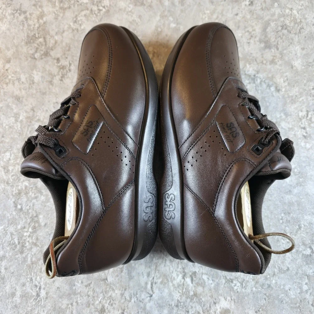 SAS Time Out Shoes Brown Leather Comfort Lace Up Sneakers Mens‎ Size 8 M New